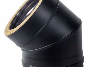 5 Inch / 130mm Twin Wall Elbow Flue Section – Black – 15 Degrees