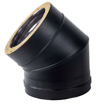 5 Inch / 130mm Twin Wall Elbow Flue Section – Black – 15 Degrees