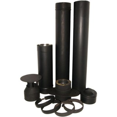 4" Twin Wall Insulated Flue Black Fully Customisable Kit For Boats